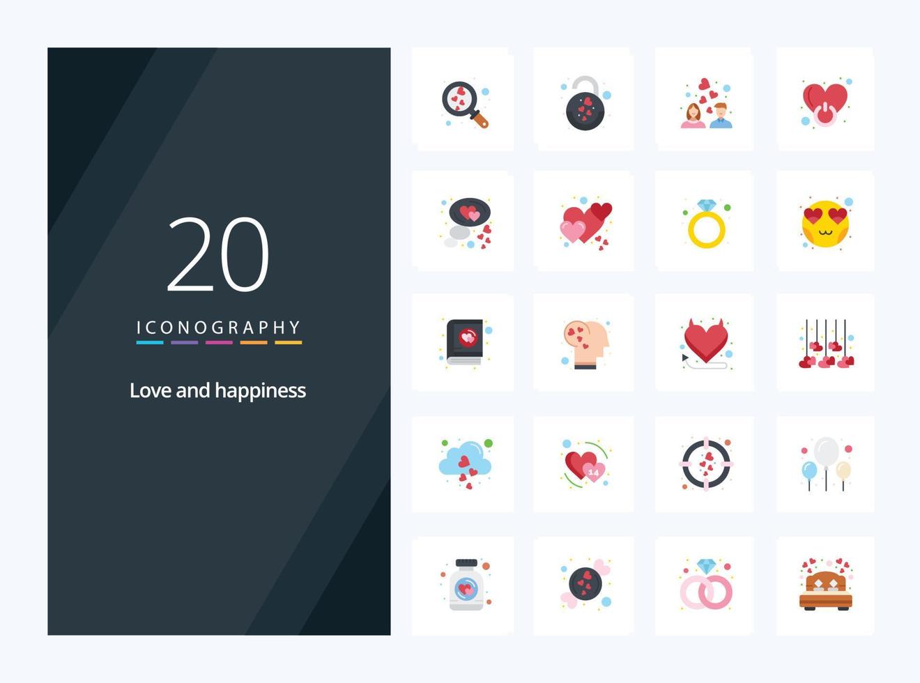 20 amor icono de color plano para presentación vector