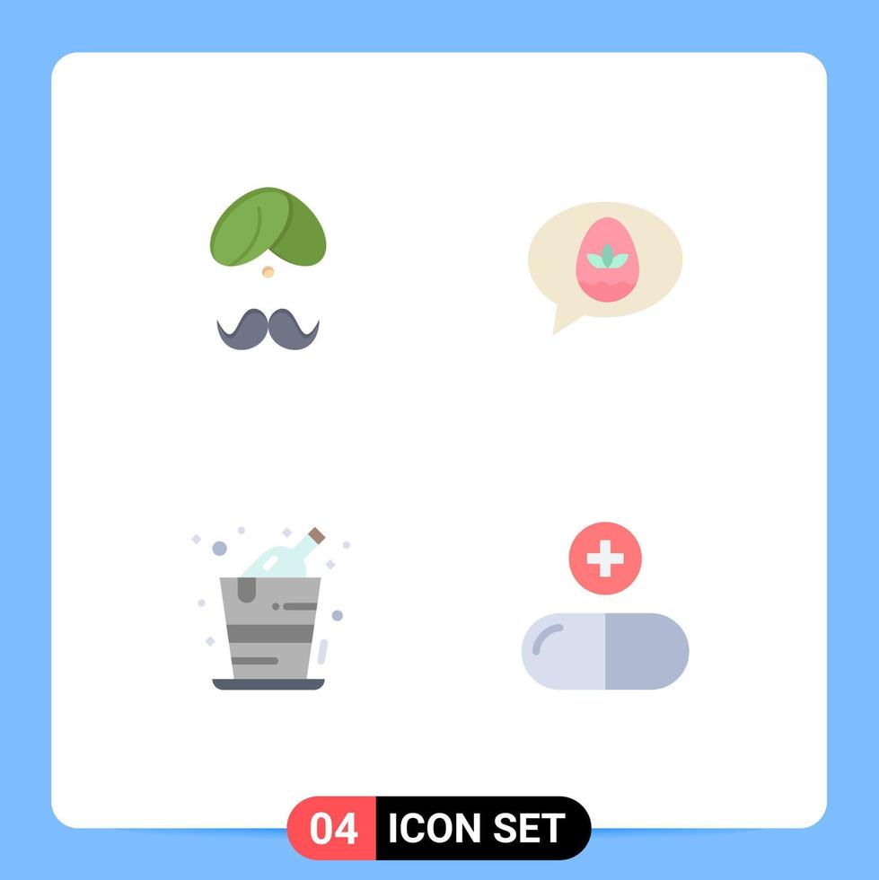 Set of 4 Modern UI Icons Symbols Signs for hindu easter man turba alcohol Editable Vector Design Elements