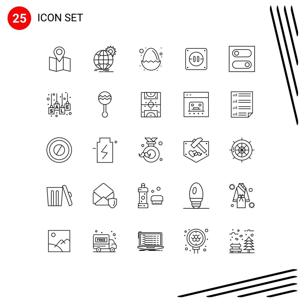 Editable Vector Line Pack of 25 Simple Lines of toggle control baby socket electric Editable Vector Design Elements