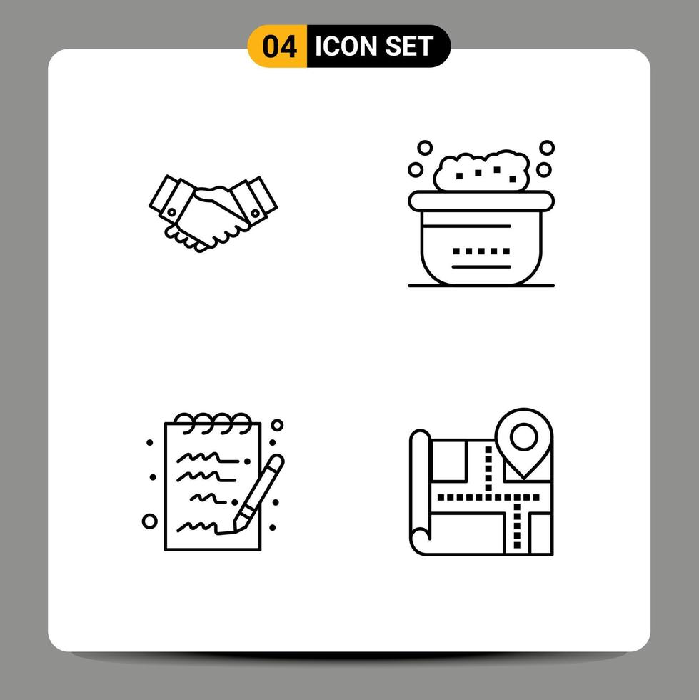 User Interface Pack of 4 Basic Filledline Flat Colors of agreement document business bath notepad Editable Vector Design Elements