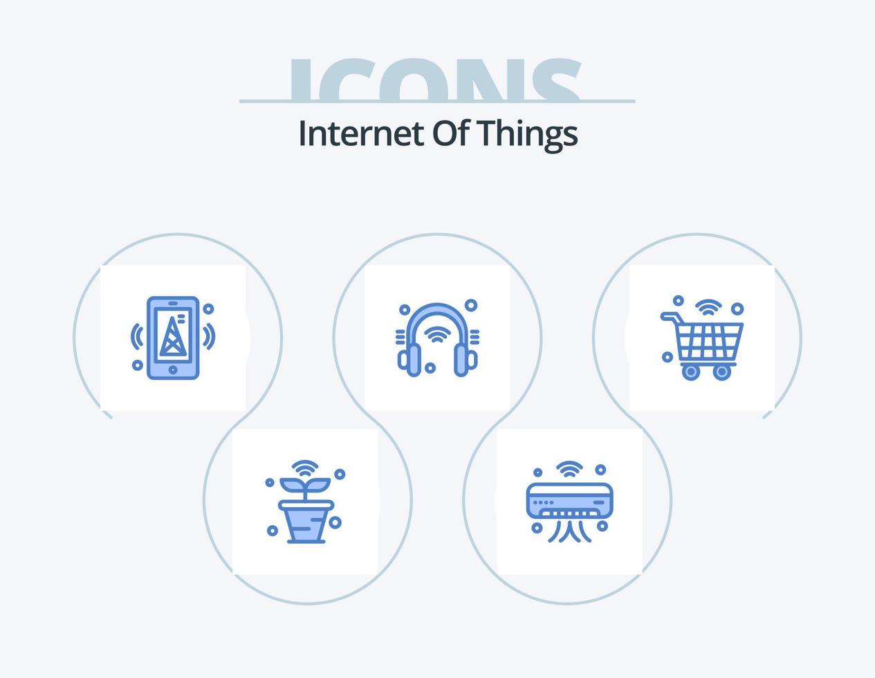 Internet Of Things Blue Icon Pack 5 Icon Design. internet of things. helpdesk. iot. headphone. router vector