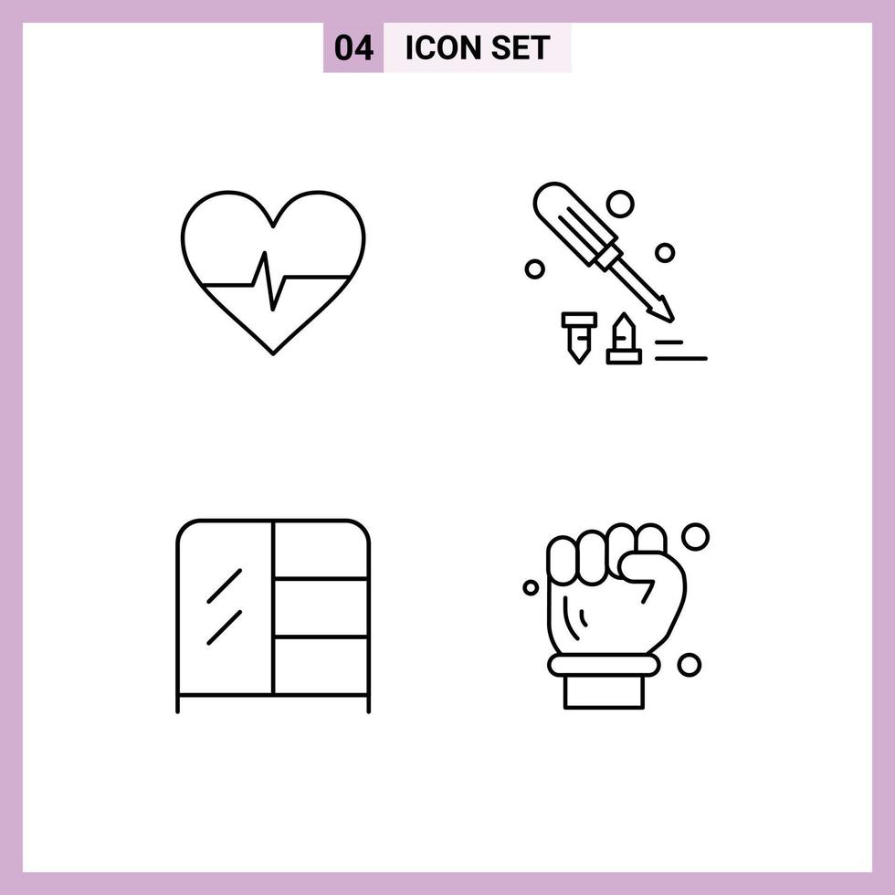 Set of 4 Modern UI Icons Symbols Signs for beat wardrobe screw driver tool architect Editable Vector Design Elements