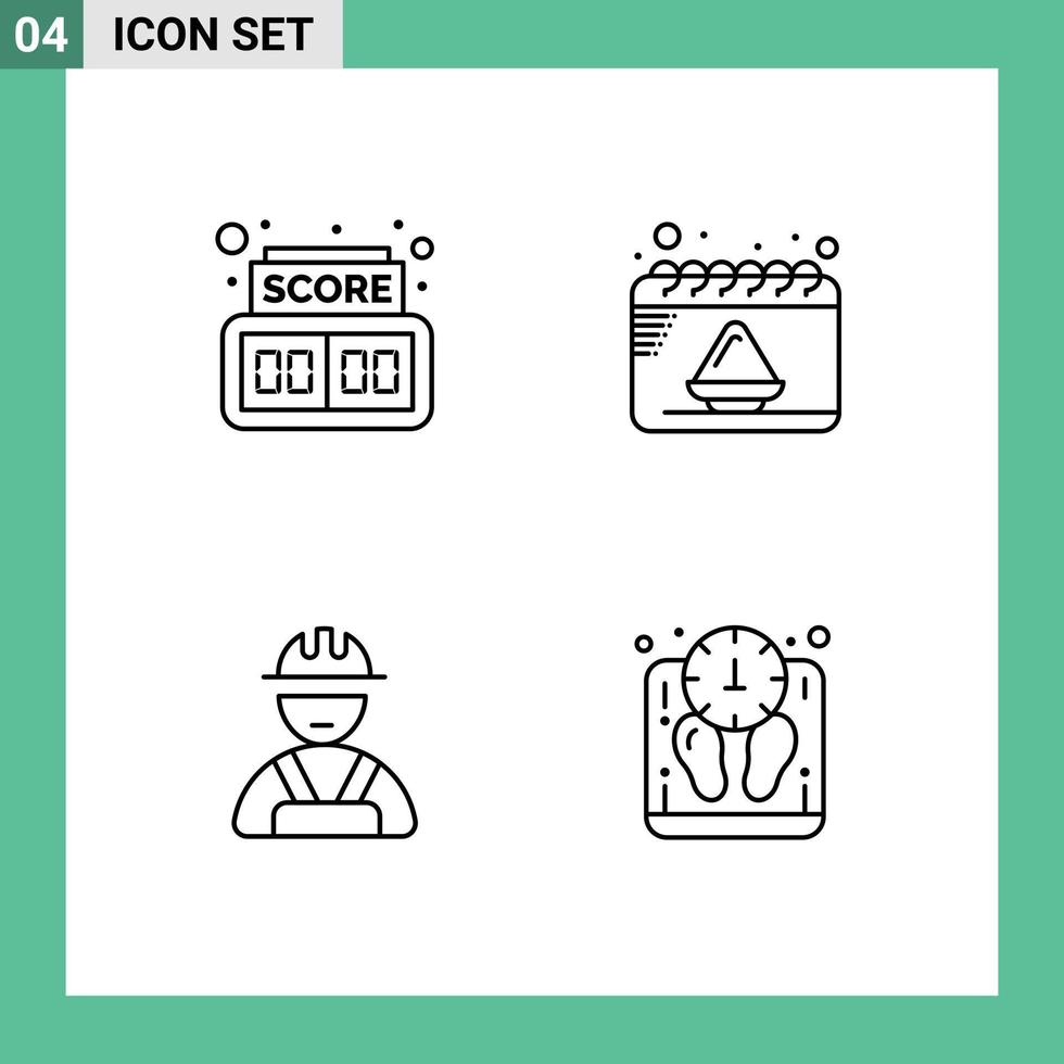 paquete de iconos de vector de stock de 4 signos y símbolos de línea para elementos de diseño de vector editables en masa de fiesta de calendario de trabajador de tablero