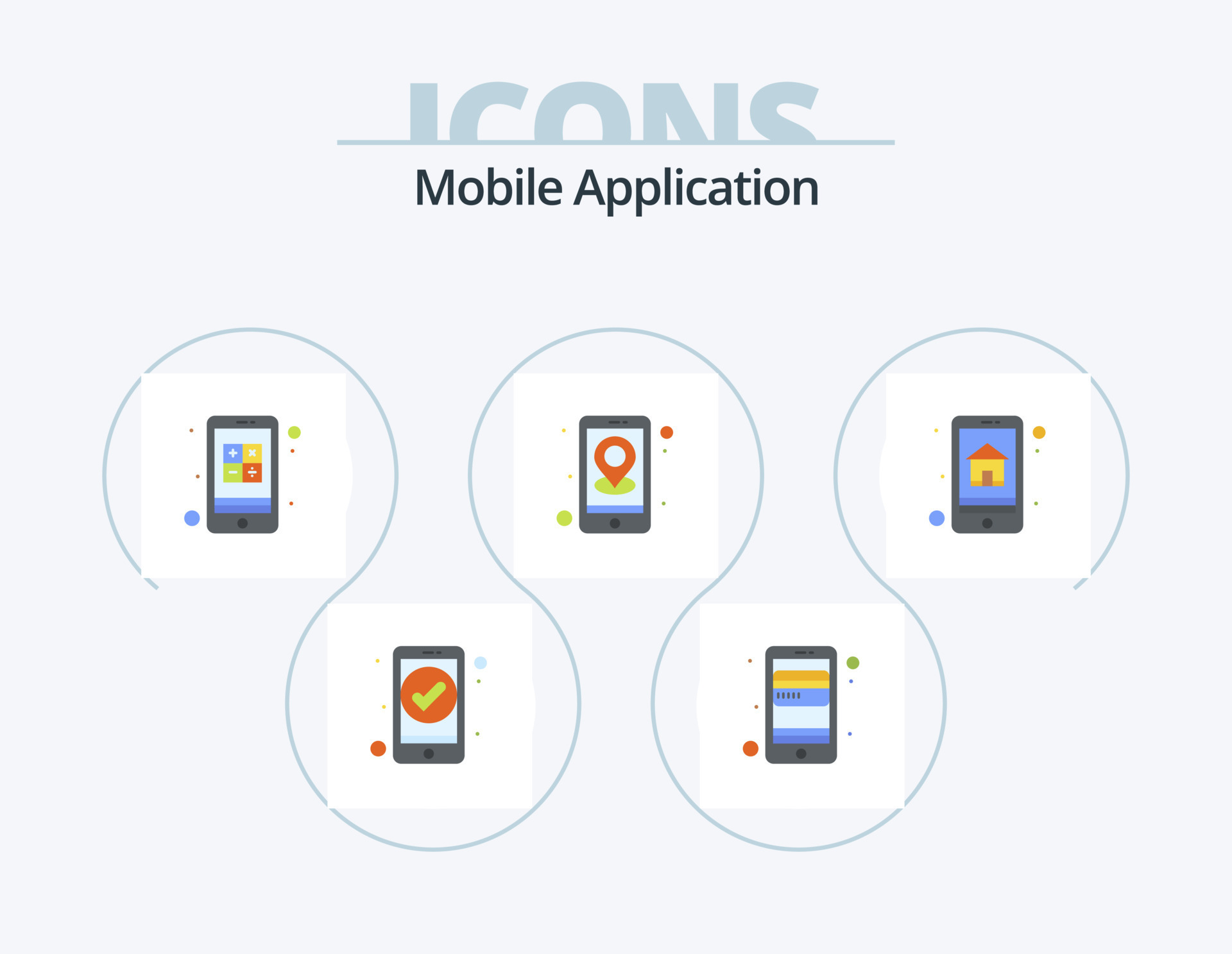 Mobile Application Flat Icon Pack 5 Icon Design. home page. navigation