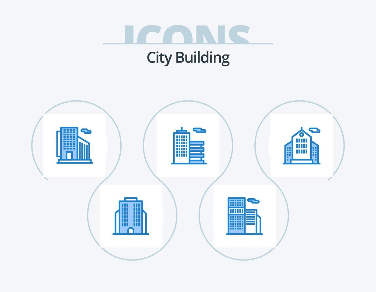 City Building Blue Icon Pack 5 Icon Design. . . building. office. estate vector