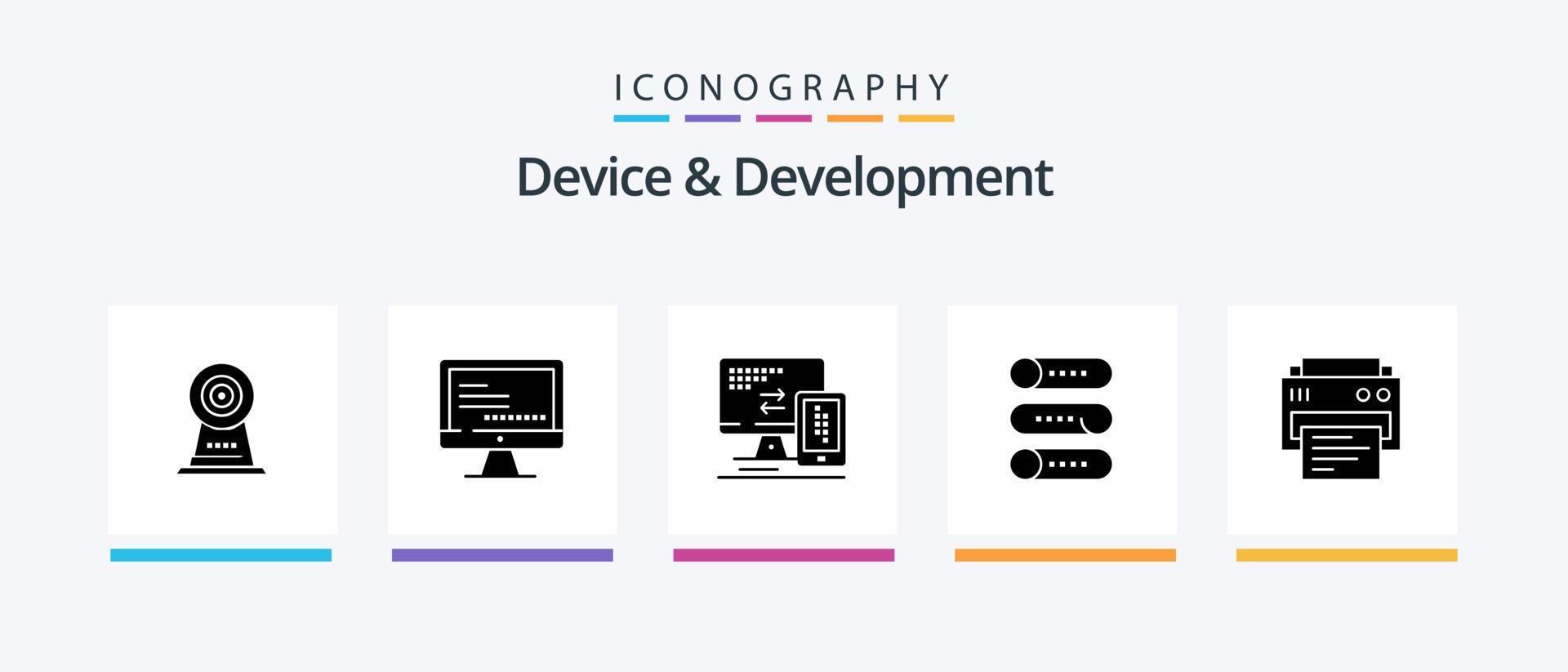 Device And Development Glyph 5 Icon Pack Including print. on off. computer. switch. setting. Creative Icons Design vector
