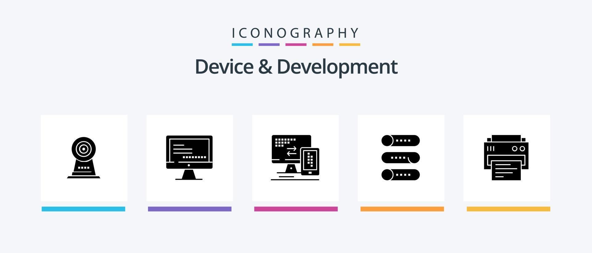 paquete de iconos de glifo 5 de dispositivo y desarrollo que incluye impresión. encendido apagado. computadora. cambiar. entorno. diseño de iconos creativos vector