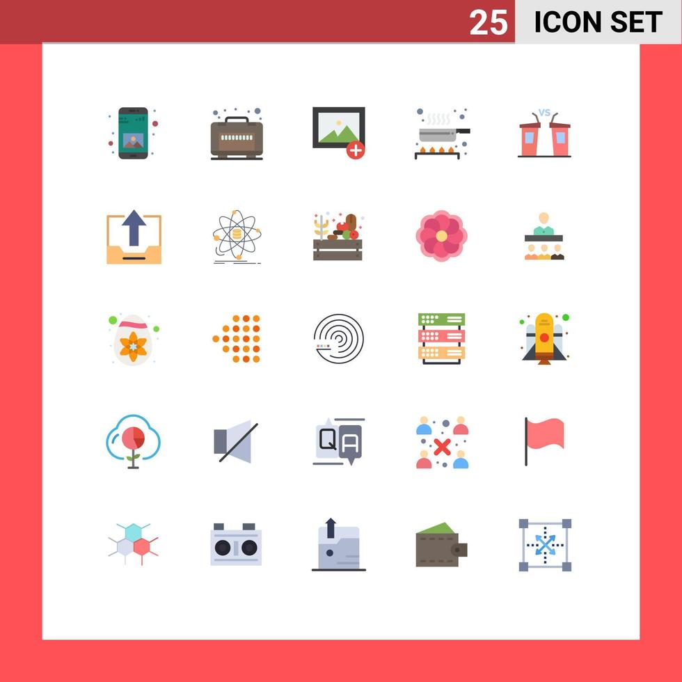Stock Vector Icon Pack of 25 Line Signs and Symbols for politician democracy new debate frying pan Editable Vector Design Elements