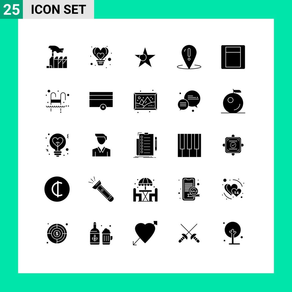 Set of 25 Modern UI Icons Symbols Signs for support place heart location star Editable Vector Design Elements