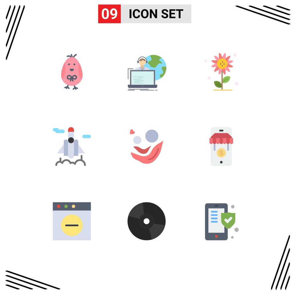 Modern Set of 9 Flat Colors and symbols such as baby transport online space spring Editable Vector Design Elements