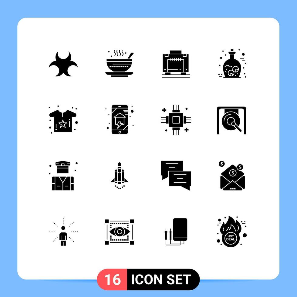 Pictogram Set of 16 Simple Solid Glyphs of baby jar qehwa halloween luggage Editable Vector Design Elements