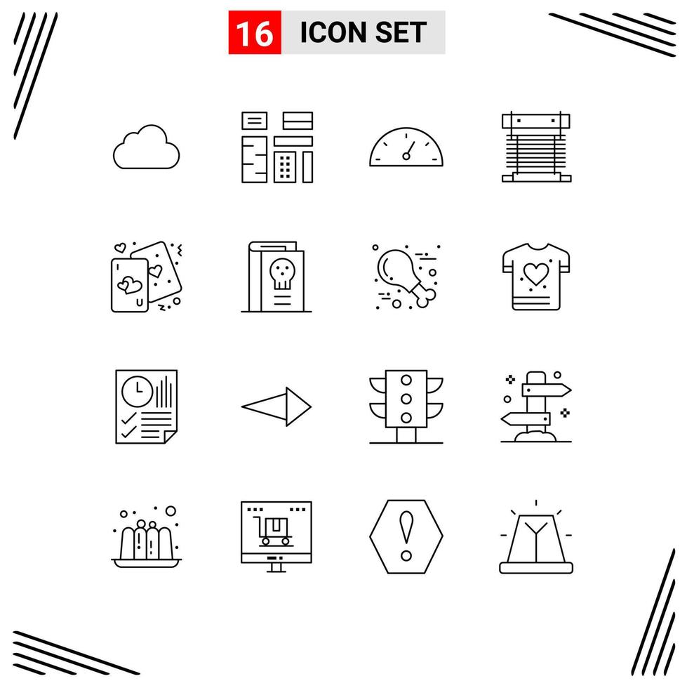 16 Universal Outline Signs Symbols of cards cpu premium cooling computer Editable Vector Design Elements