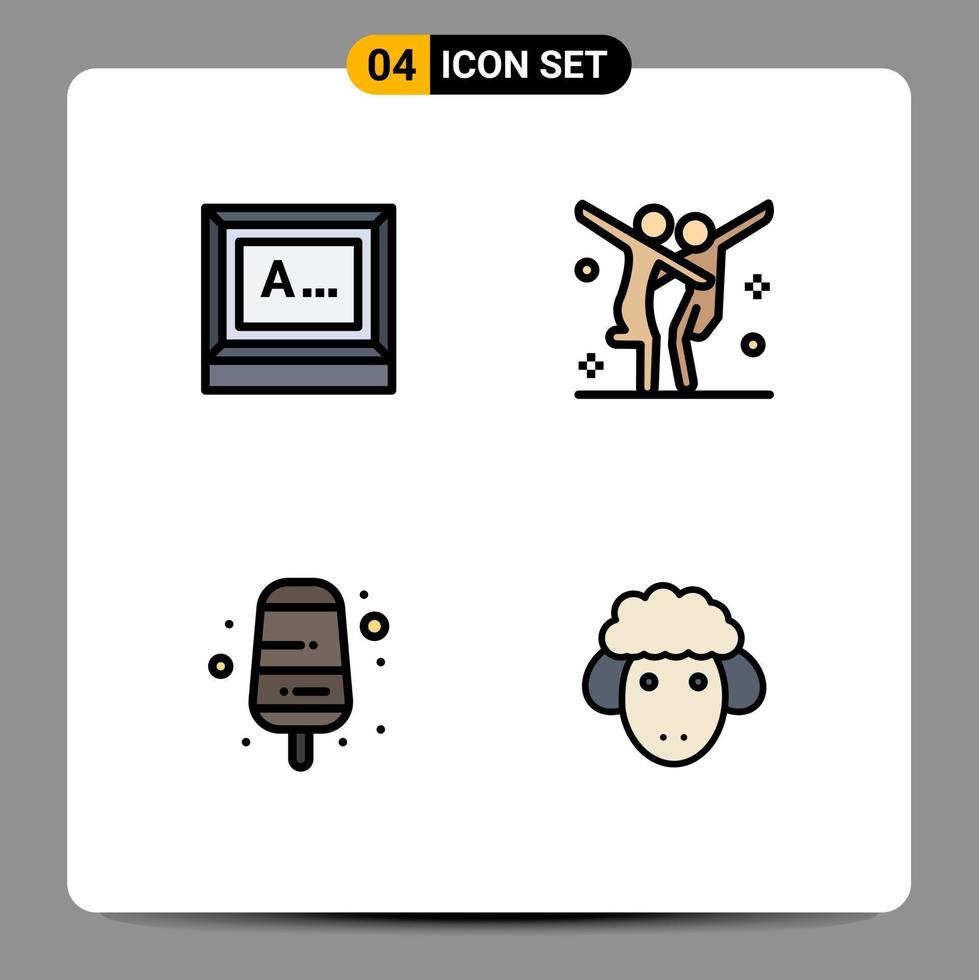 paquete de iconos de vector de stock de 4 signos y símbolos de línea para elementos de diseño de vector editables de pantalla de monitor de comida de pascua