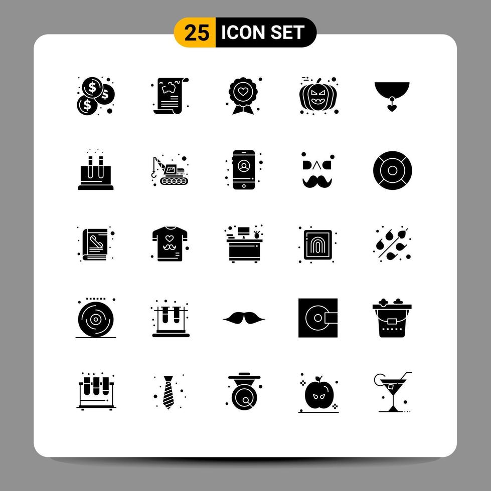 paquete de iconos vectoriales de stock de 25 signos y símbolos de línea para collar insignia de calabaza etiqueta de halloween elementos de diseño vectorial editables vector