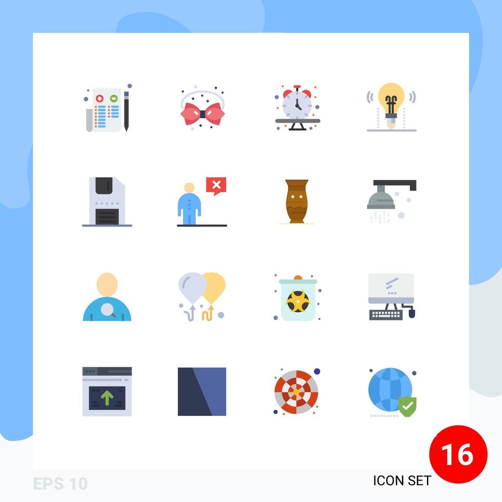 Universal Icon Symbols Group of 16 Modern Flat Colors of science light ribbon bulb time Editable Pack of Creative Vector Design Elements