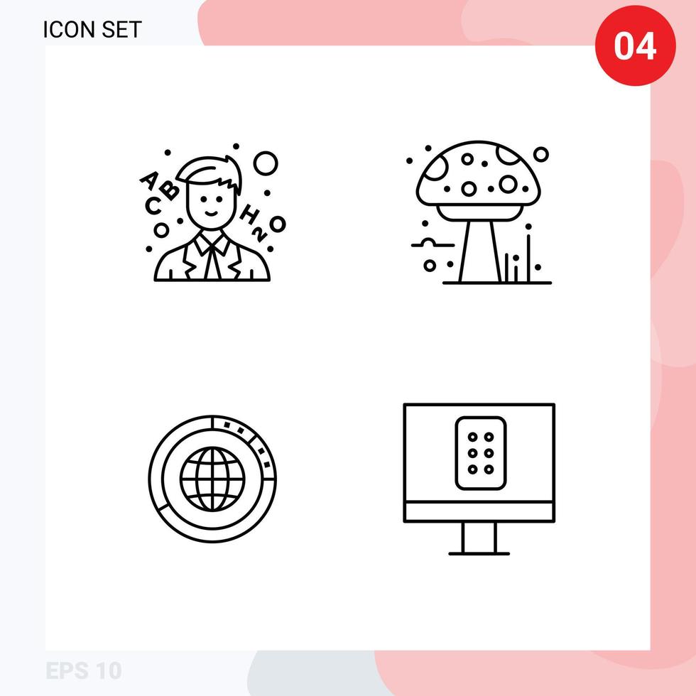 Group of 4 Filledline Flat Colors Signs and Symbols for learn global amanita poison resources Editable Vector Design Elements