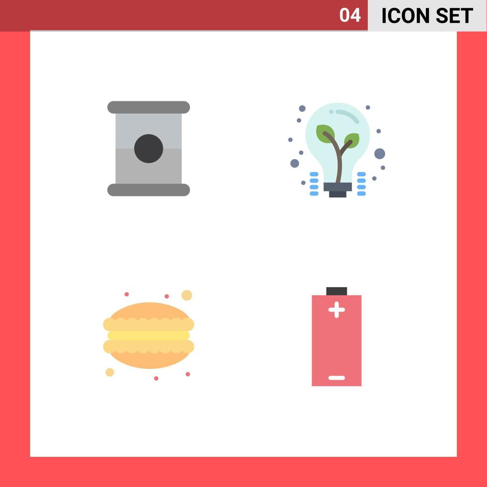 4 iconos creativos signos y símbolos modernos de albóndigas de comida puntas de bulbo batería elementos de diseño vectorial editables vector