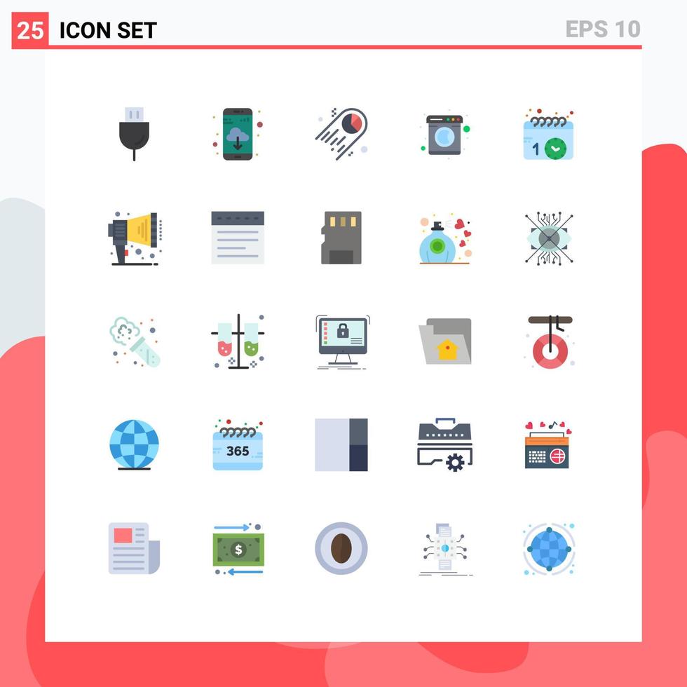 Stock Vector Icon Pack of 25 Line Signs and Symbols for events washing chart machine clothes Editable Vector Design Elements