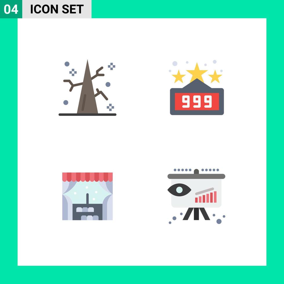 Modern Set of 4 Flat Icons Pictograph of autumn window winter game consumer Editable Vector Design Elements