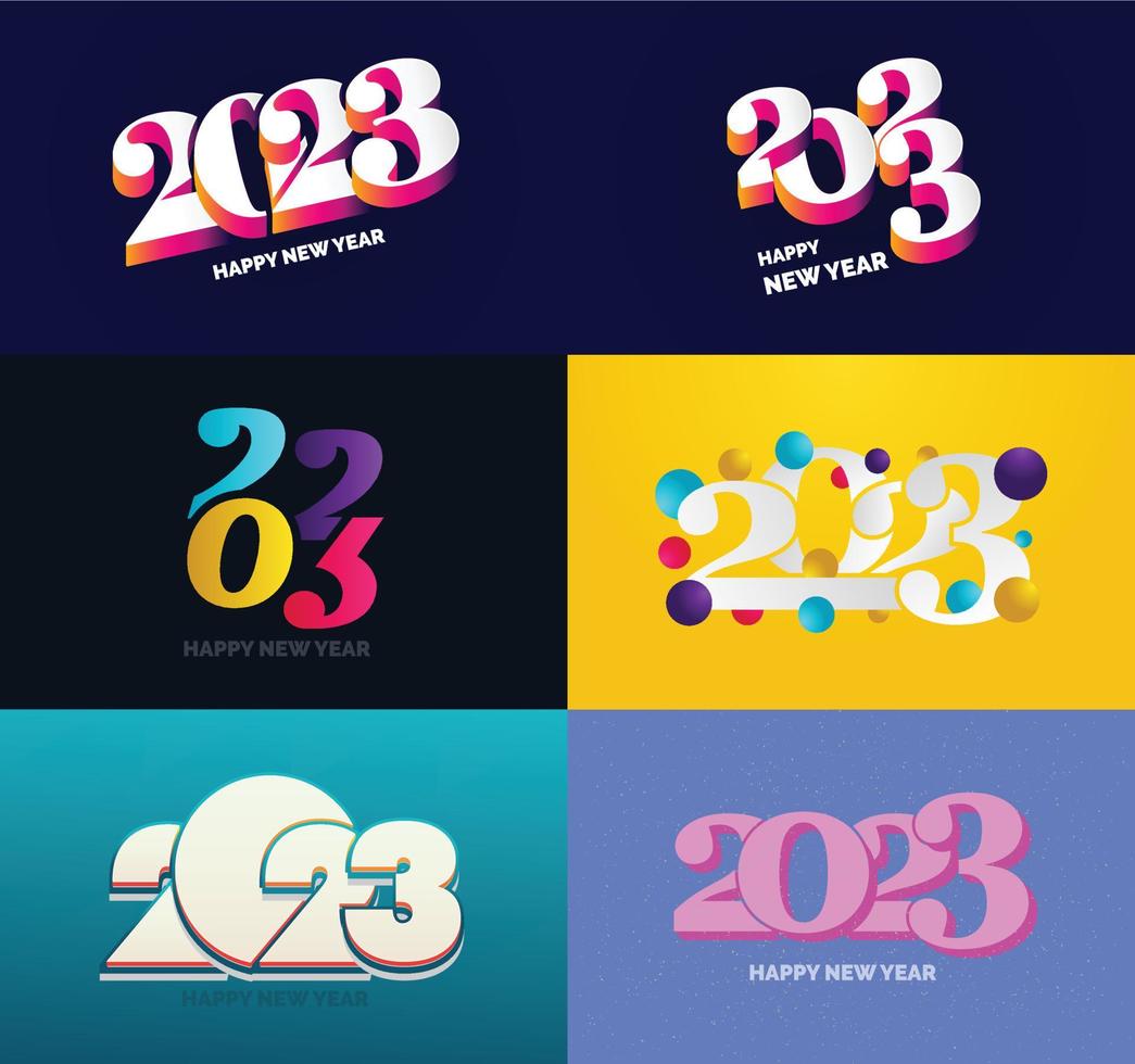 gran conjunto de 2023 feliz año nuevo diseño de texto de logotipo plantilla de diseño de número 2023 vector