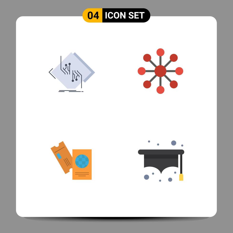Pictogram Set of 4 Simple Flat Icons of board business network finance travel Editable Vector Design Elements