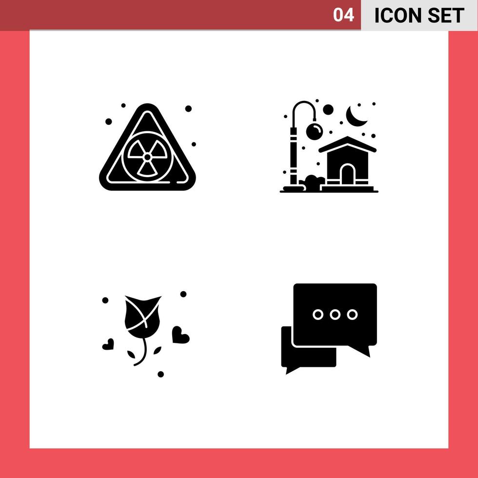 Stock Vector Icon Pack of 4 Line Signs and Symbols for nuclear love home moon valentine Editable Vector Design Elements