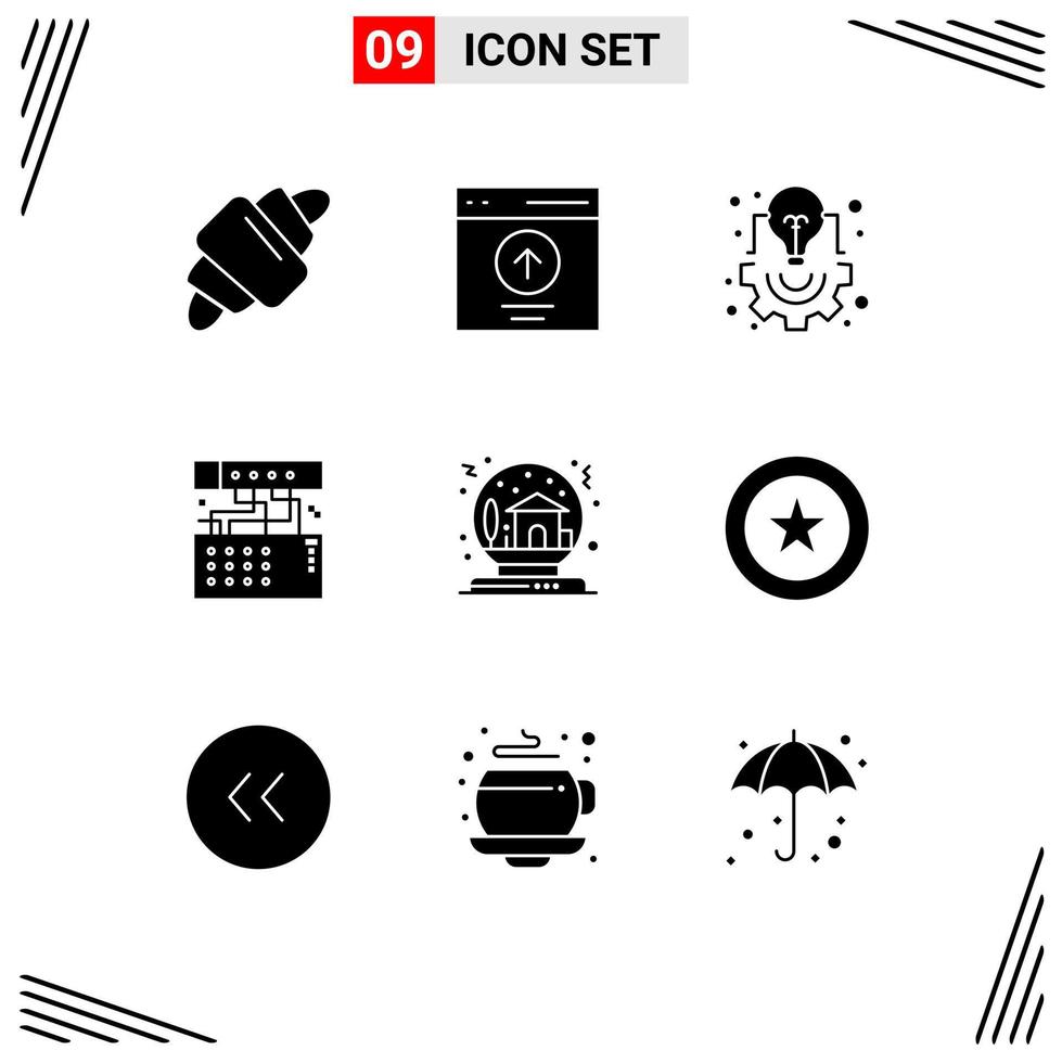 Pictogram Set of 9 Simple Solid Glyphs of module connection user analog light Editable Vector Design Elements