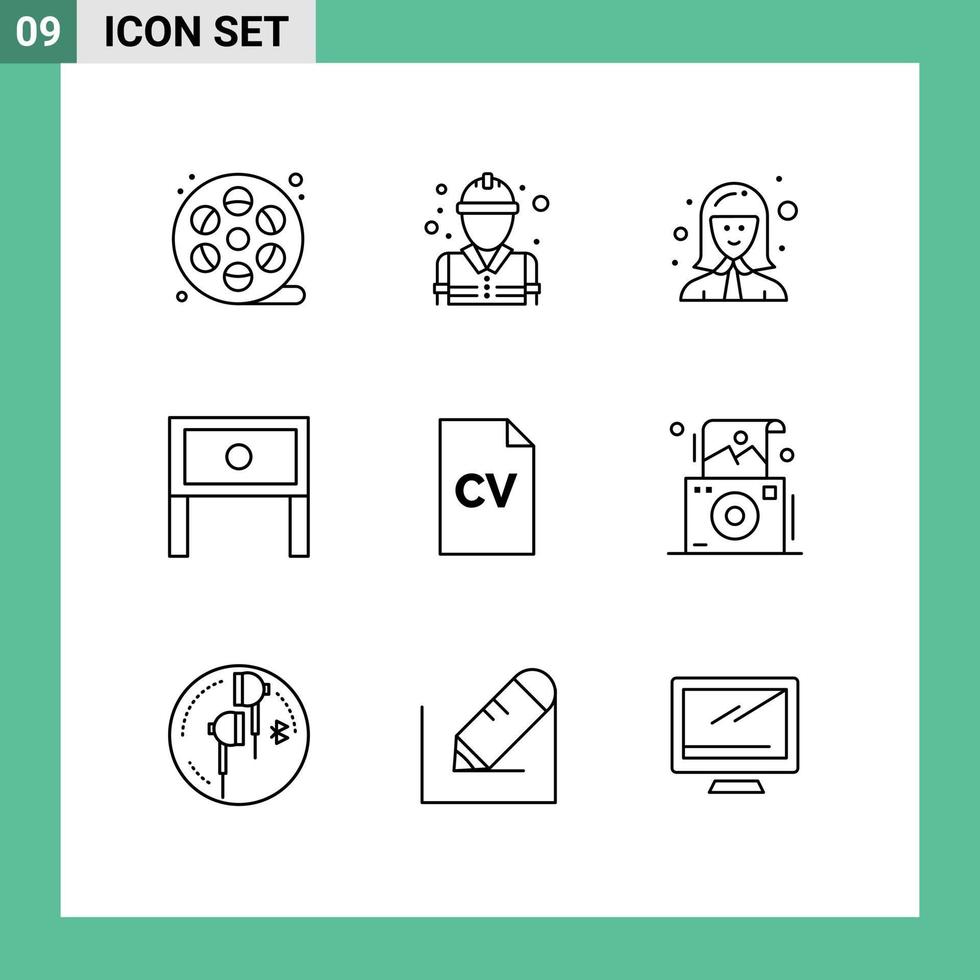 Set of 9 Modern UI Icons Symbols Signs for table household avatar home manager Editable Vector Design Elements