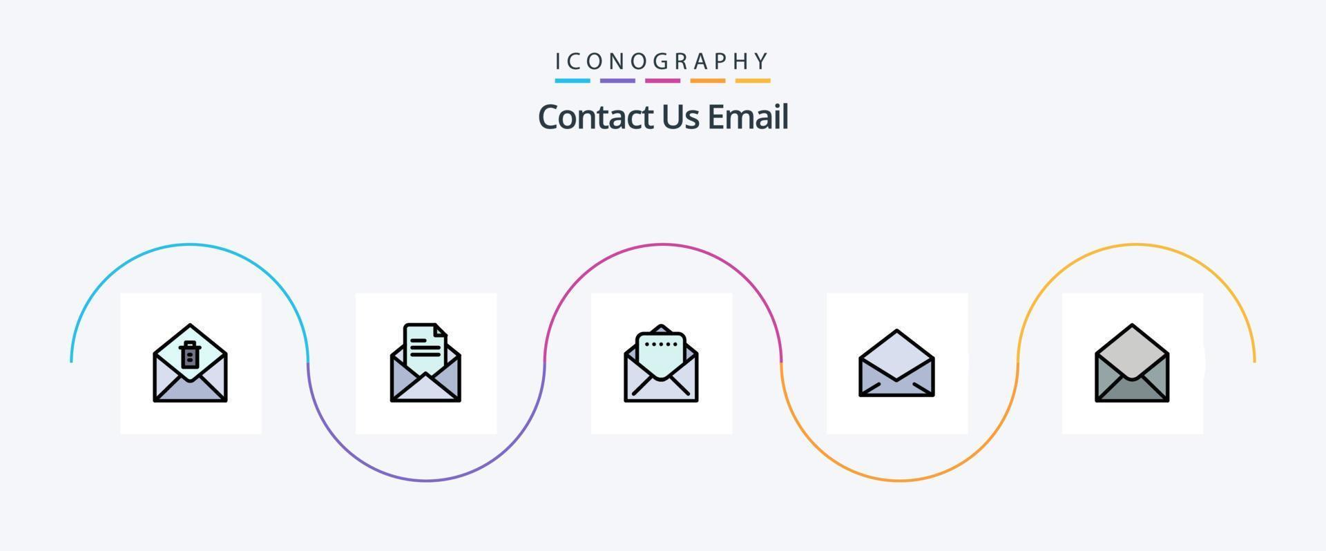 Email Line Filled Flat 5 Icon Pack Including . mail. mail. email. open vector