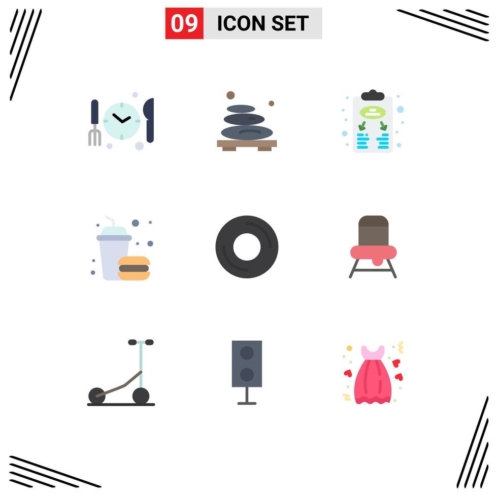 Pack of 9 Modern Flat Colors Signs and Symbols for Web Print Media such as computers fast business plan drink scheme Editable Vector Design Elements