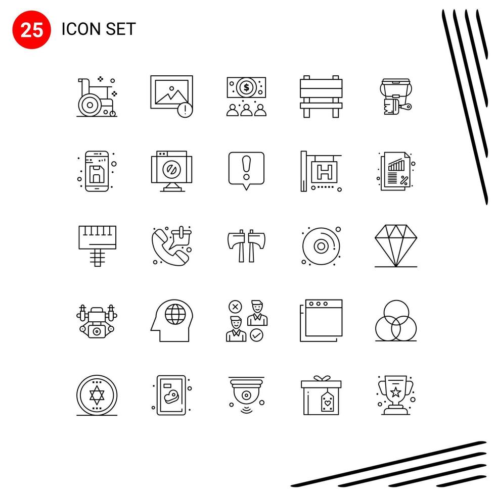 25 Creative Icons Modern Signs and Symbols of color paint business interior chair Editable Vector Design Elements