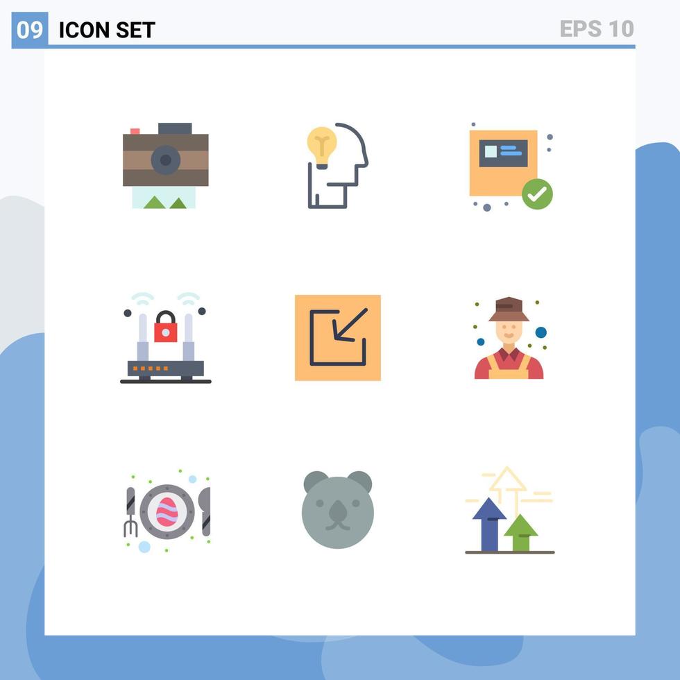 Flat Color Pack of 9 Universal Symbols of download lock solution internet shopping Editable Vector Design Elements
