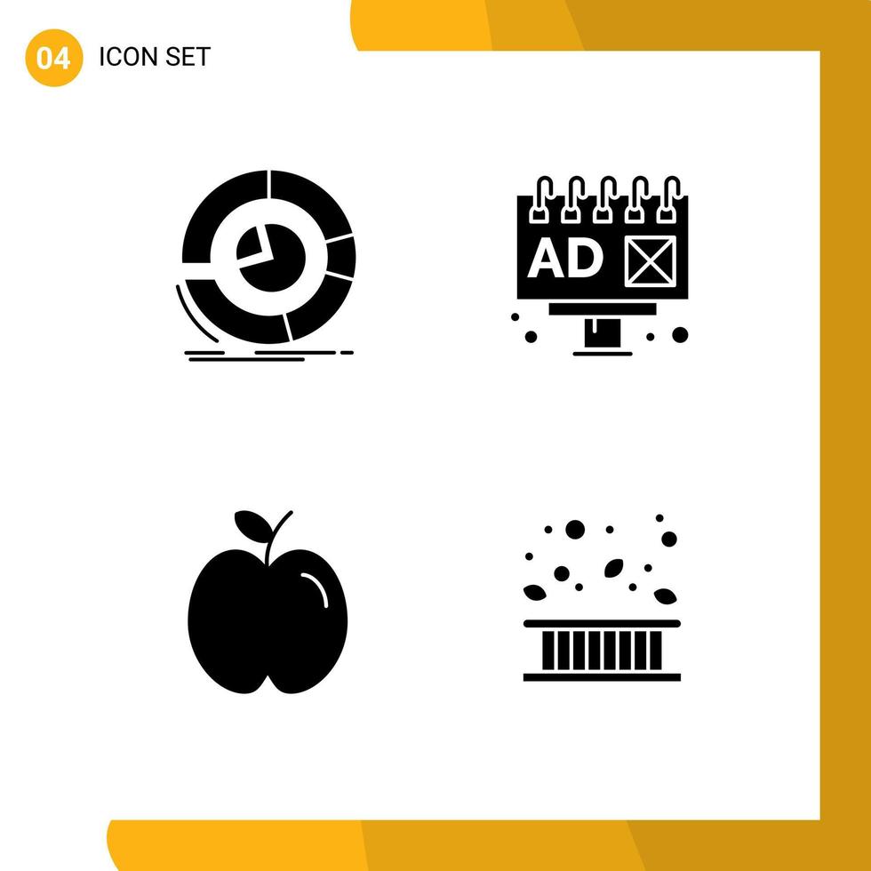 Pictogram Set of Simple Solid Glyphs of analysis education diagram advertising study Editable Vector Design Elements