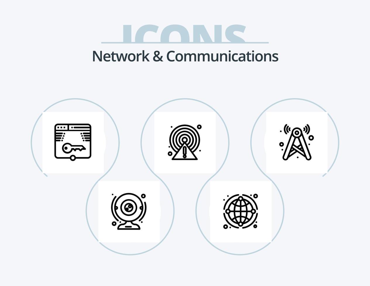 Network And Communications Line Icon Pack 5 Icon Design. online. technology. signal. cloud. user vector