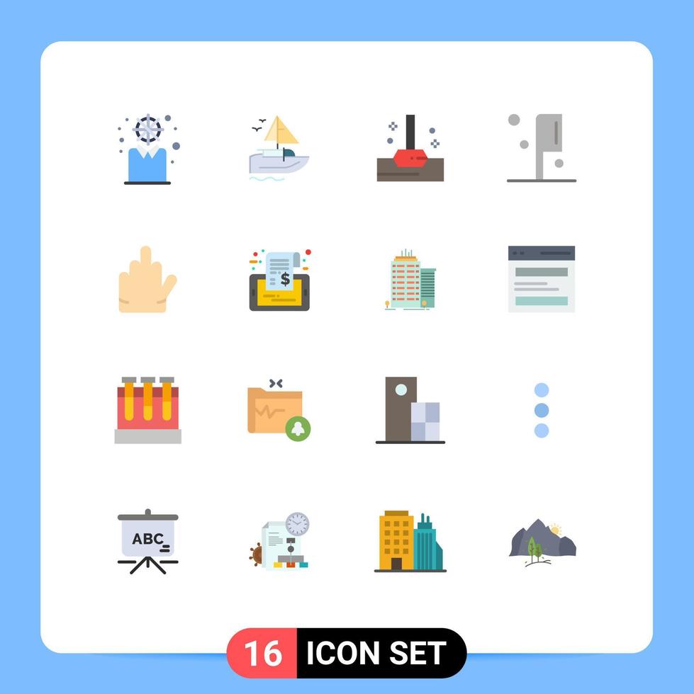 grupo de 16 signos y símbolos de colores planos para la preparación de gestos de mopa manual de etiquetas paquete editable de elementos de diseño de vectores creativos