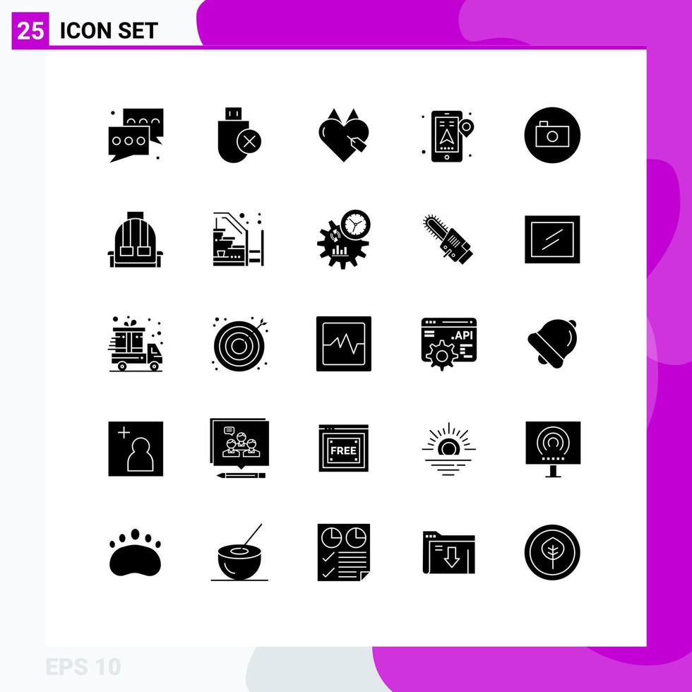 25 Solid Glyph concept for Websites Mobile and Apps mobile gps removed favorite commerce Editable Vector Design Elements