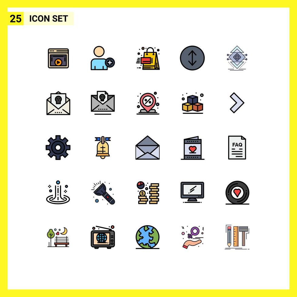 25 iconos creativos signos y símbolos modernos de ventas de datos científicos flechas informáticas elementos de diseño vectorial editables vector