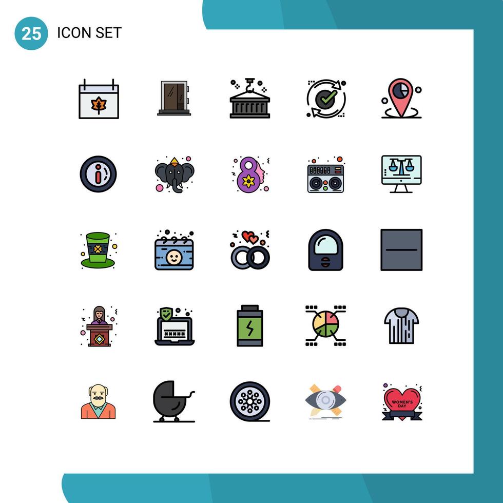 Modern Set of 25 Filled line Flat Colors and symbols such as reload report repair ok logistic Editable Vector Design Elements