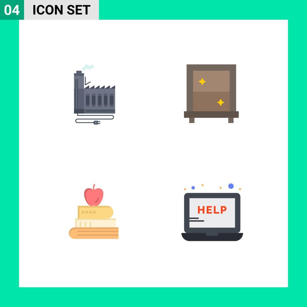 Mobile Interface Flat Icon Set of 4 Pictograms of consumption pen factory dressing education Editable Vector Design Elements