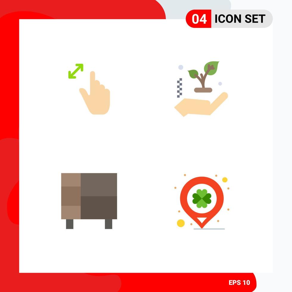 Set of 4 Commercial Flat Icons pack for expand home magnification leaf house Editable Vector Design Elements