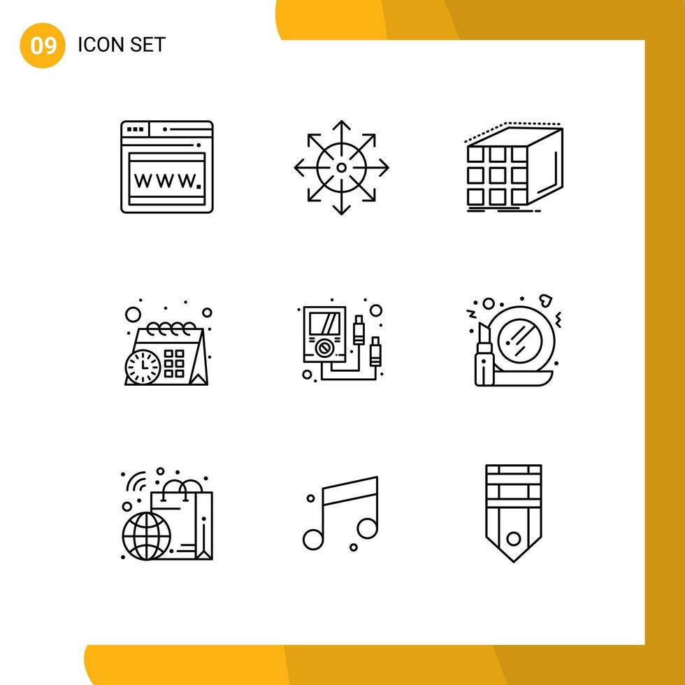 9 Thematic Vector Outlines and Editable Symbols of electronics time abstract schedule matrix Editable Vector Design Elements