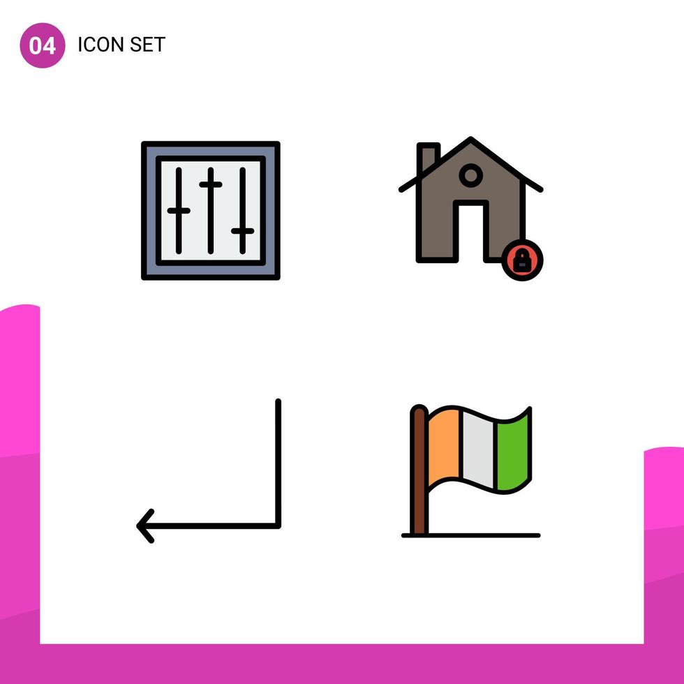 Set of 4 Modern UI Icons Symbols Signs for devices protect mixer estate back Editable Vector Design Elements