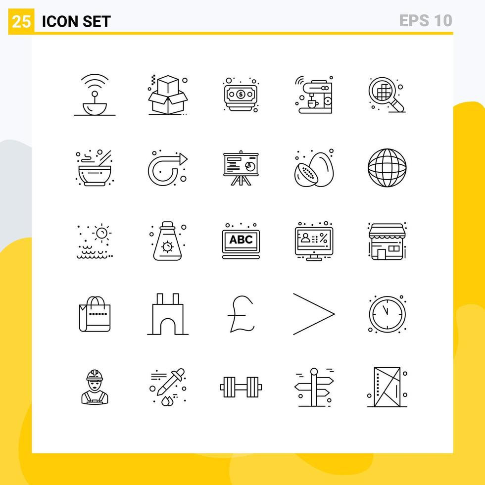 Line Pack of 25 Universal Symbols of grid wifi banking machine internet Editable Vector Design Elements