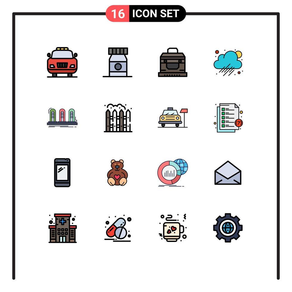 16 iconos creativos signos y símbolos modernos de lámpara de tubo cofre clima analógico elementos de diseño de vectores creativos editables