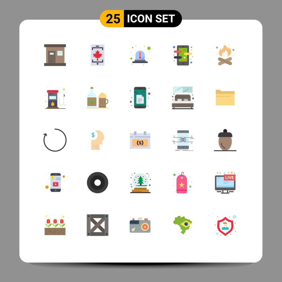 25 Universal Flat Colors Set for Web and Mobile Applications language app course alert chat siren Editable Vector Design Elements