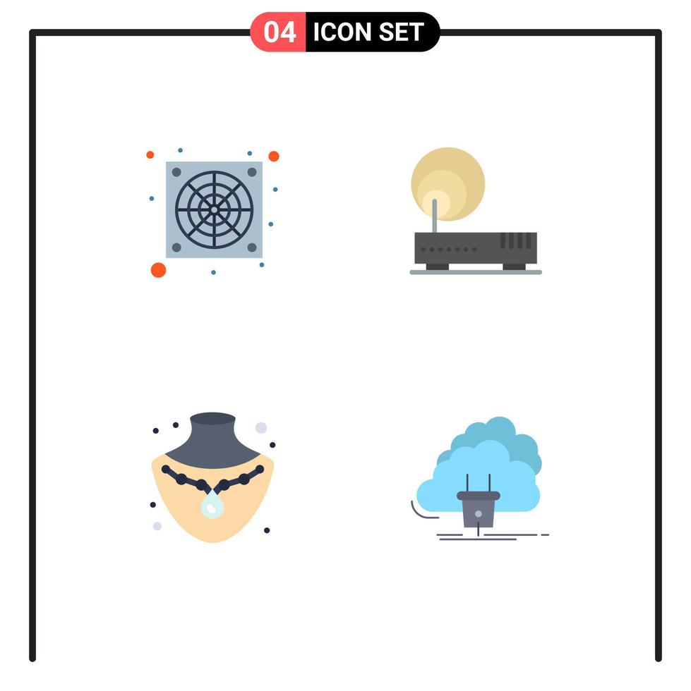 Stock Vector Icon Pack of 4 Line Signs and Symbols for computer gold connection network connection Editable Vector Design Elements