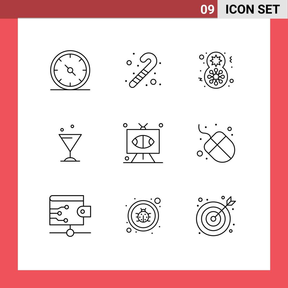 Set of 9 Modern UI Icons Symbols Signs for sports game flower football drink Editable Vector Design Elements