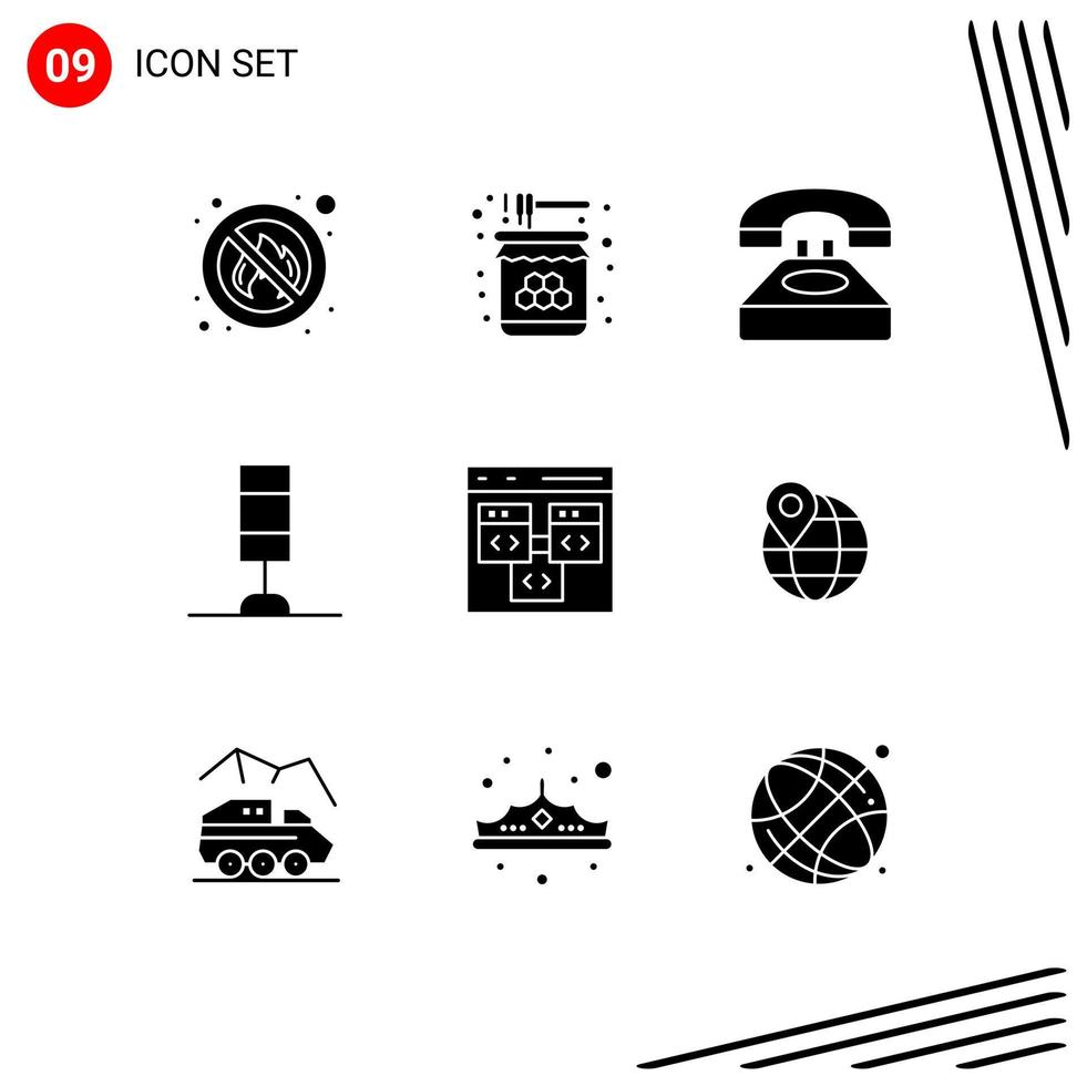 Set of 9 Modern UI Icons Symbols Signs for app lamp sweet interior contact us Editable Vector Design Elements