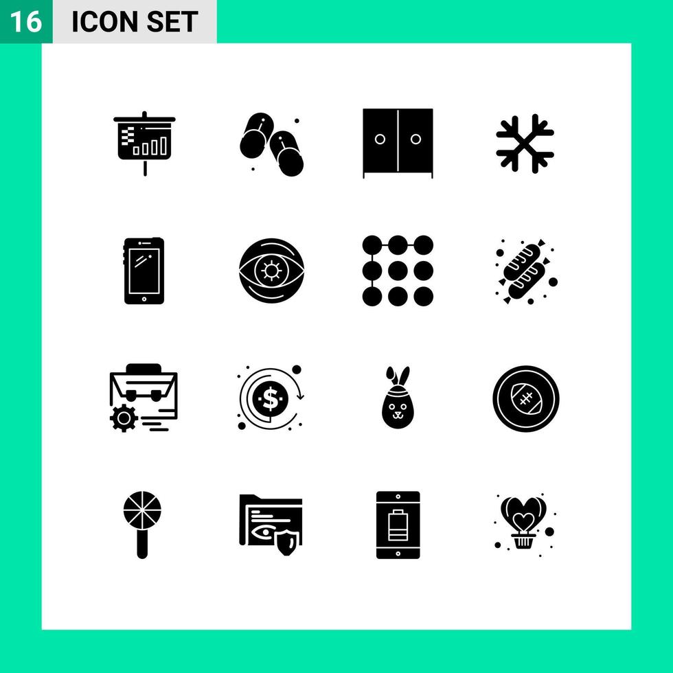 16 Thematic Vector Solid Glyphs and Editable Symbols of huawei smart phone interior phone winter Editable Vector Design Elements