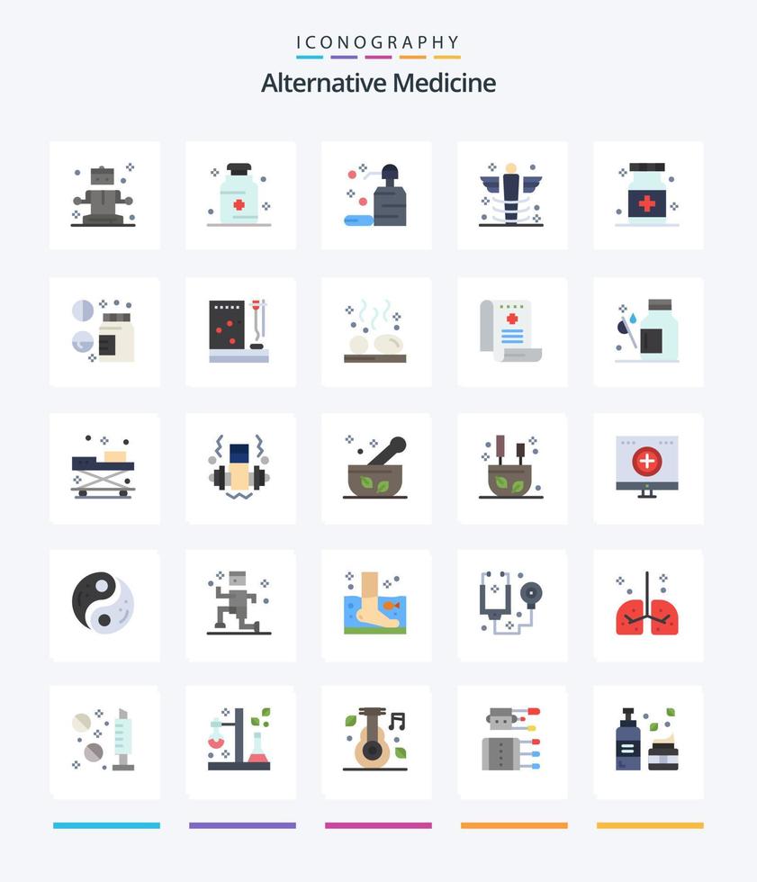 Paquete de 25 íconos planos de medicina alternativa creativa, como atención médica. medicamento. limpio. médico. salud vector